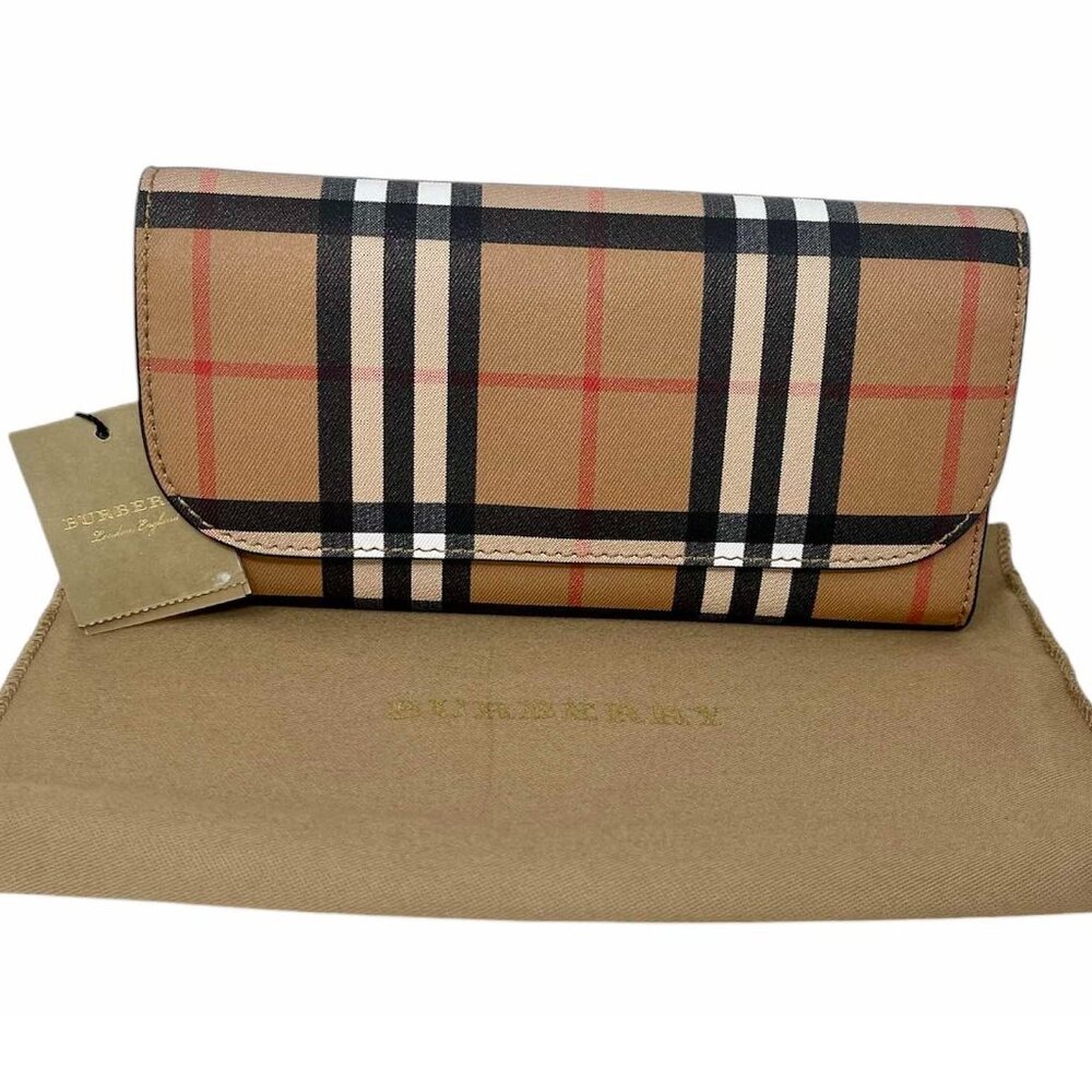 NWT BURBERRY Vintage Check Bonded Leather Halton Wallet